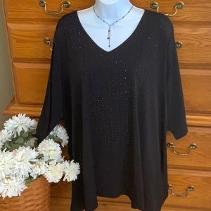 Catherines Black Blouse 1X Women’s Petite NWT